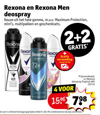 Kruidvat Rexona en Rexona Men deospray aanbieding