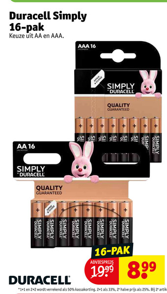 Kruidvat Duracell Simply 16-pak aanbieding