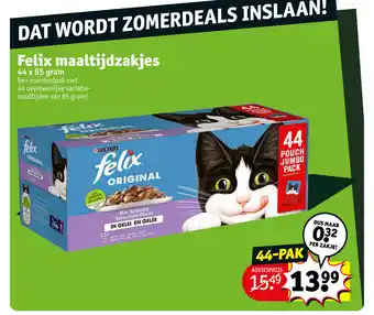 Kruidvat Felix maaltijdzakjes 44 x 85 gram aanbieding