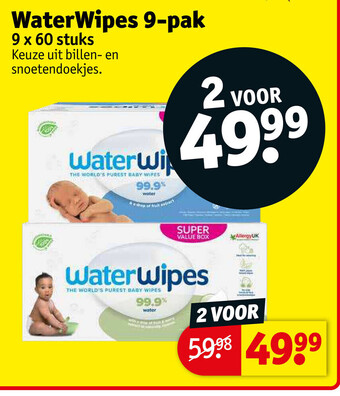 Kruidvat Waterwipes 9-pak 9 x 60 stuks aanbieding