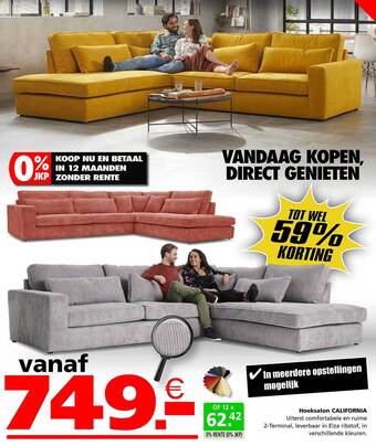 Seats and Sofas Hoeksalon California aanbieding