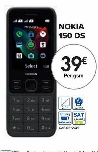 Carrefour Nokia 150 Ds aanbieding