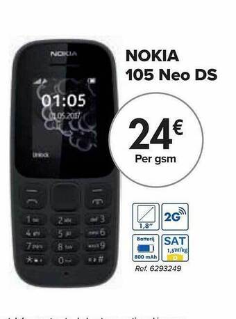Carrefour Nokia 105 Neo Ds aanbieding
