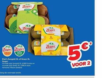 Carrefour Kiwi's Sungold Xl Of Green Xl Zespri aanbieding
