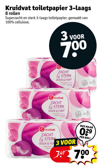 Kruidvat Toiletpapier 3-laags 8 rollen aanbieding