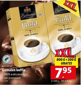 Lidl Bellarom gemalen koffie 800g + 200g gratis aanbieding