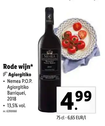 Lidl Rode wijn 75cl aanbieding