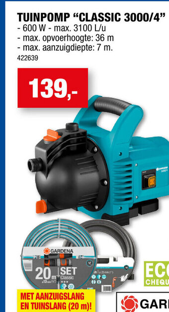 Hubo Tuinpomp classic 3000/4 aanbieding