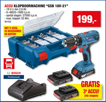 Hubo Accu klopboormachine GSB 18V-21 aanbieding