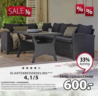 Jysk Ullehuse Tafel + Loungebank aanbieding