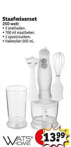 Kruidvat Watshome Staafmixerset 250 Watt aanbieding