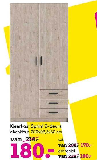 Leen Bakker Kleerkast Sprint 2deurs aanbieding