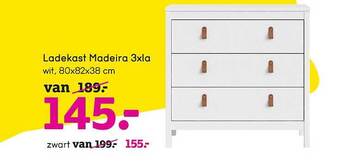 Leen Bakker Ladekast Madeira 3xla aanbieding