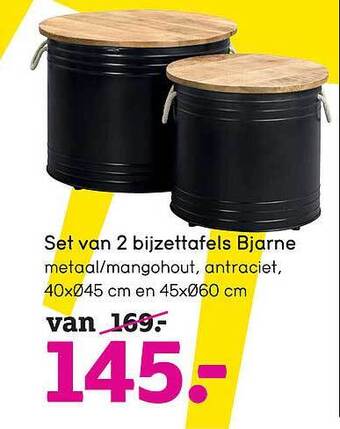 Leen Bakker Set Van 2 Bijzettafels Bjarne aanbieding