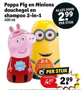 Kruidvat Peppa Pig En Minions Douchegel En Shampoo 2in1 aanbieding