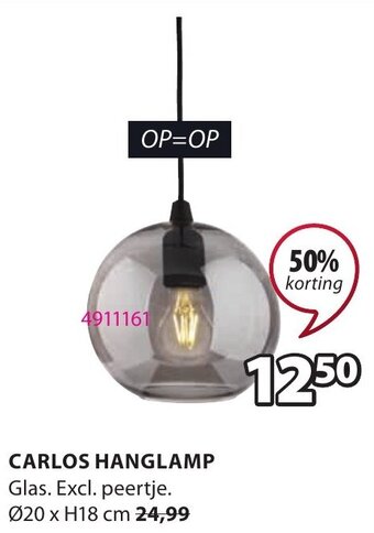 Jysk Carlos Hanglamp aanbieding