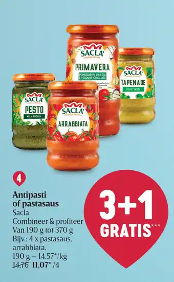 Delhaize Sacla Antipasti of pastasaus 190 g aanbieding