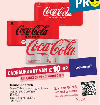 Delhaize Coca-Cola - regular, light of zero Bruisende drank 15 x 33 cl aanbieding