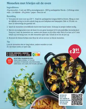 Delhaize Mosselen met frietjes uit de oven aanbieding