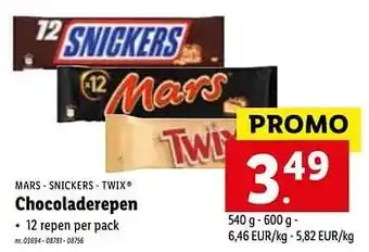 Chocoladerepen Mars Snickers Twix