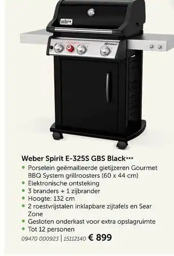 AVEVE Weber Spirit E325s Gbs Black aanbieding