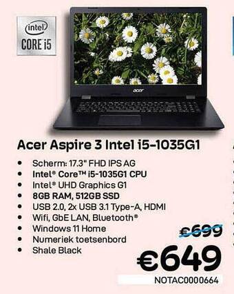 CompuDeals Acer Aspire 3 Intel I5 aanbieding