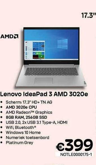 CompuDeals Lenovo Ideapad 3 Amd 3020e aanbieding