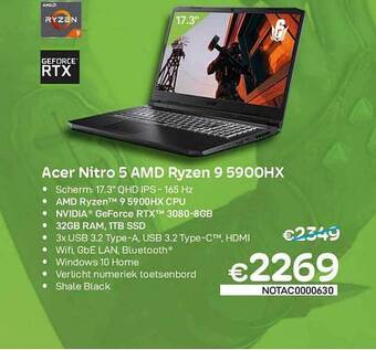 CompuDeals Acer Nitro 5 Amd Ryzen 9 5900hx aanbieding