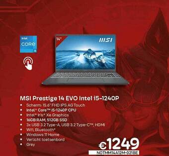 CompuDeals Msi Prestige 14 Evo Intel I5 aanbieding