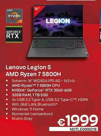 CompuDeals Lenovo Legion 5 Amd Ryzen 7 5800h aanbieding