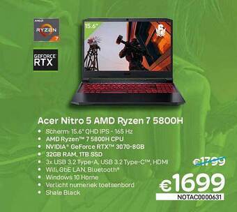 CompuDeals Acer Nitro 5 Amd Ryzen 7 5800h aanbieding