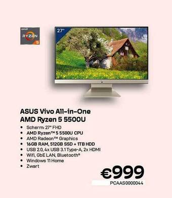 CompuDeals Asus Vivo Allinone Amd Ryzen 5 5500u aanbieding