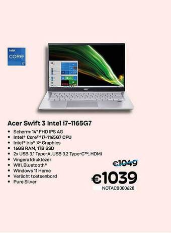 CompuDeals Acer Swift 3 Intel I71165g7 aanbieding