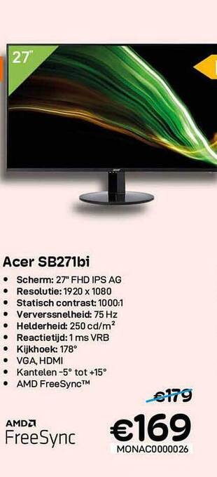 CompuDeals Acer Sb271bi aanbieding