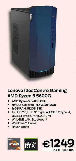 CompuDeals Lenovo Ideacentre Gaming Amd Ryzen 5 5600g aanbieding