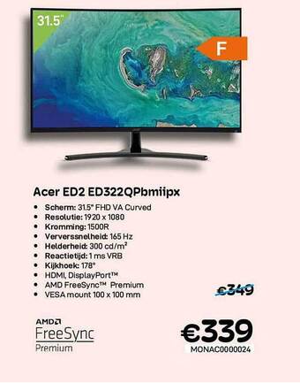 CompuDeals Acer Ed2 Ed322qpbmiipx aanbieding