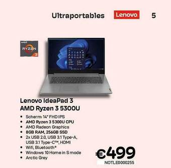 CompuDeals Lenovo Ideapad 3 Amd Ryzen 3 5300u aanbieding