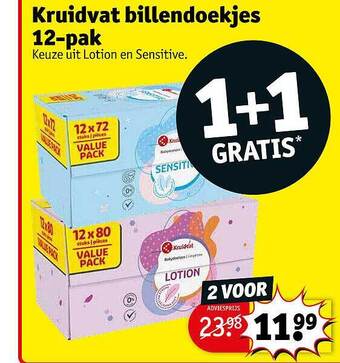 Kruidvat Kruidvat Billendoekjes 12-pak aanbieding