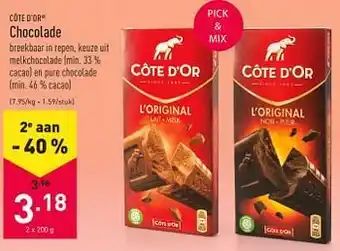 ALDI Cote D'Or Chocolade L'Original aanbieding