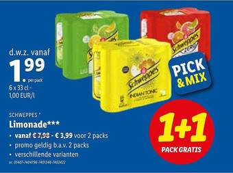 Lidl Schweppes Limonade aanbieding