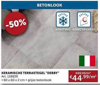 Zelfbouwmarkt Keramische Terrastegel Derby aanbieding