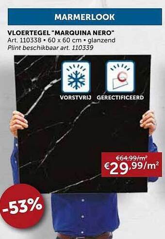 Zelfbouwmarkt Vloertegel Marquina Nero aanbieding