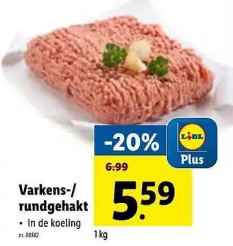 Lidl Varkens-- rundgehakt 1kg aanbieding
