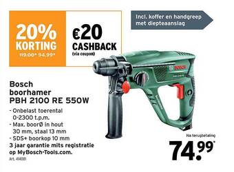 GAMMA Bosch Boorhamer Pbh 2100 Re 550w aanbieding