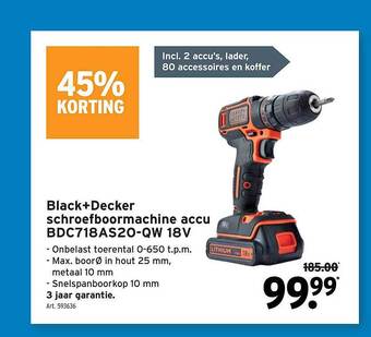 GAMMA Black+decker Schroefboormachine Accu Bdc718as20-qw 18v aanbieding