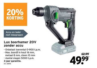 GAMMA Lux Boorhamer 20v Zonder Accu aanbieding