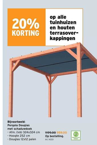 GAMMA Pergola Douglas Met Schaduwdoek aanbieding
