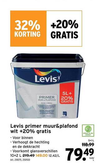 GAMMA Levis Primer Muur&plafond Wit +20% Gratis aanbieding