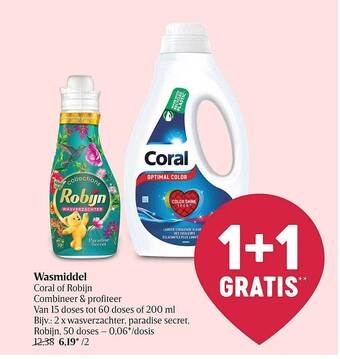Delhaize Wasmiddel Coral Of Robijn aanbieding