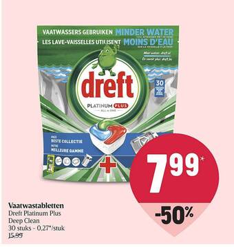 Delhaize Vaatwastabletten Dreft Platinum Plus aanbieding